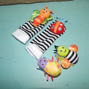 Imagination Baby Toys Wrist Rattles and Foot Finders Bugs Butterfly Set